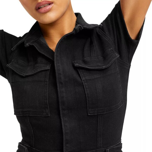 180$ Good American Fit For Success Bootcut Denim Jumpsuit Women's Size XXL Black - Picture 4 of 4
